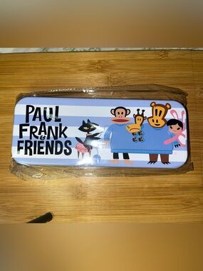 Paul Frank Light Blue & White Striped Friends Tin Case NEW SEALED